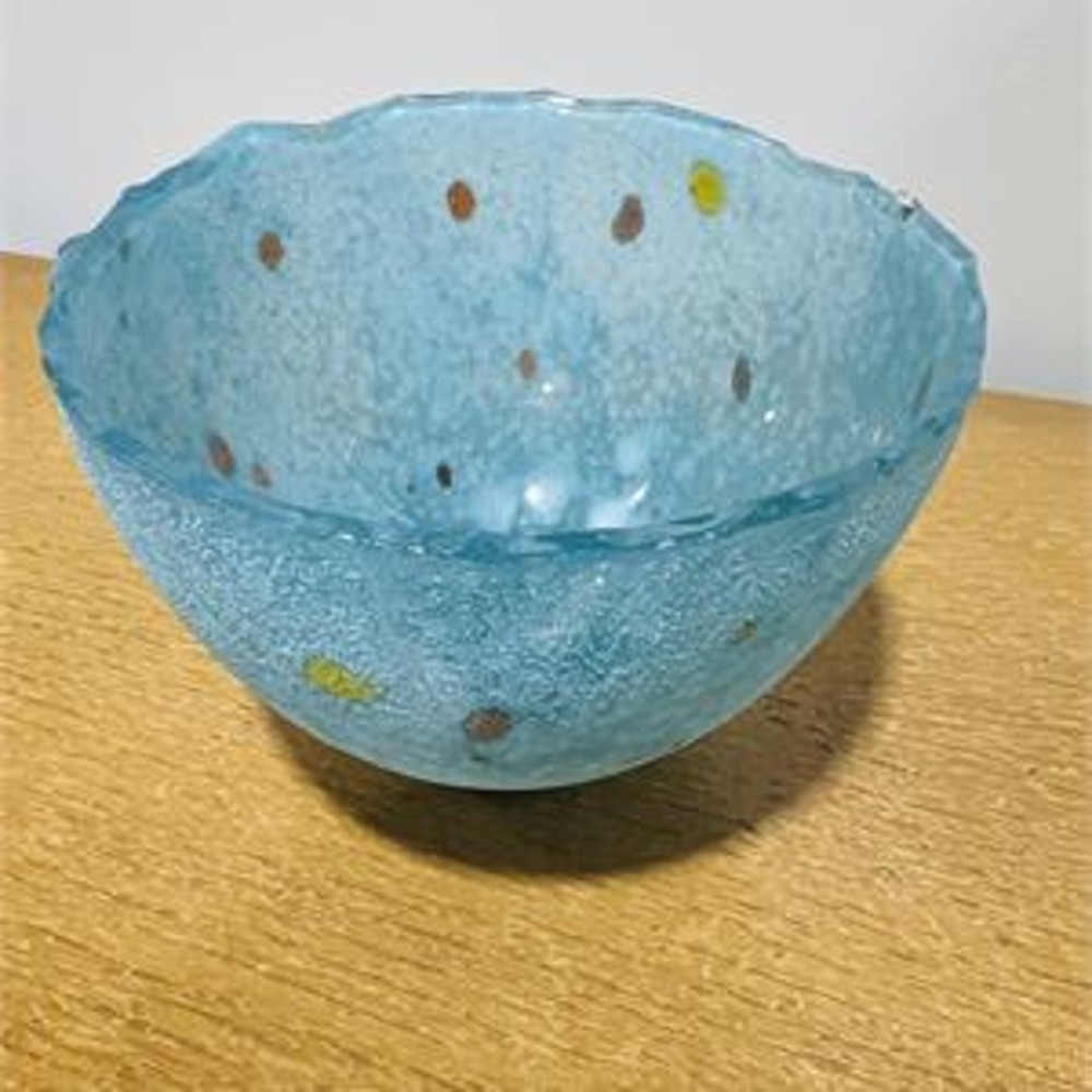 Vintage Kosta Boda Confetti Bowl Bertil Vallien Signed Art Glass Sweden 5.5"
